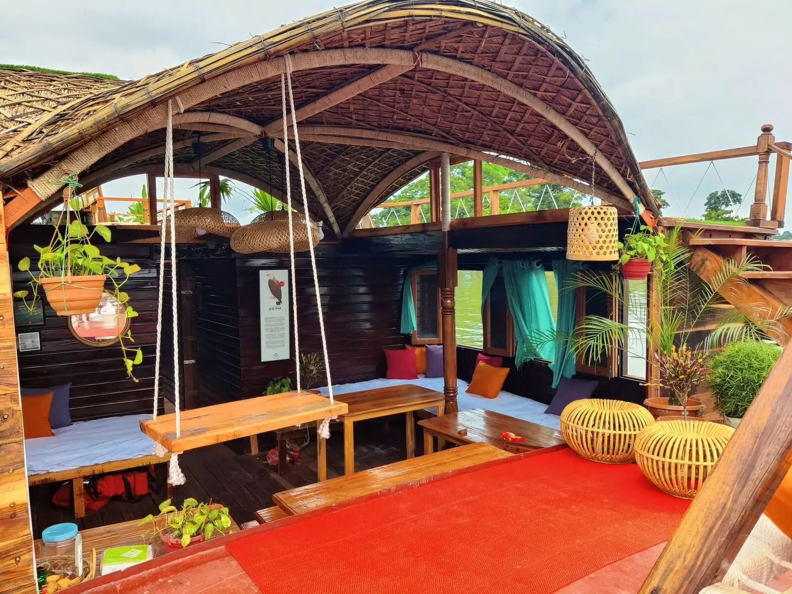 The bamboo-arched lounge deck